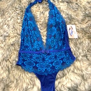 Blue one piece lingerie